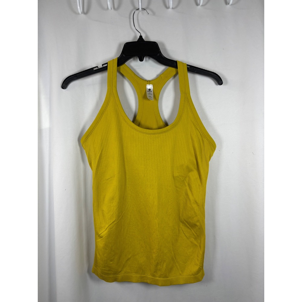 Velocity Womens Ribbed Racerback Tank Top Mustard Yellow RN 144526 Size L